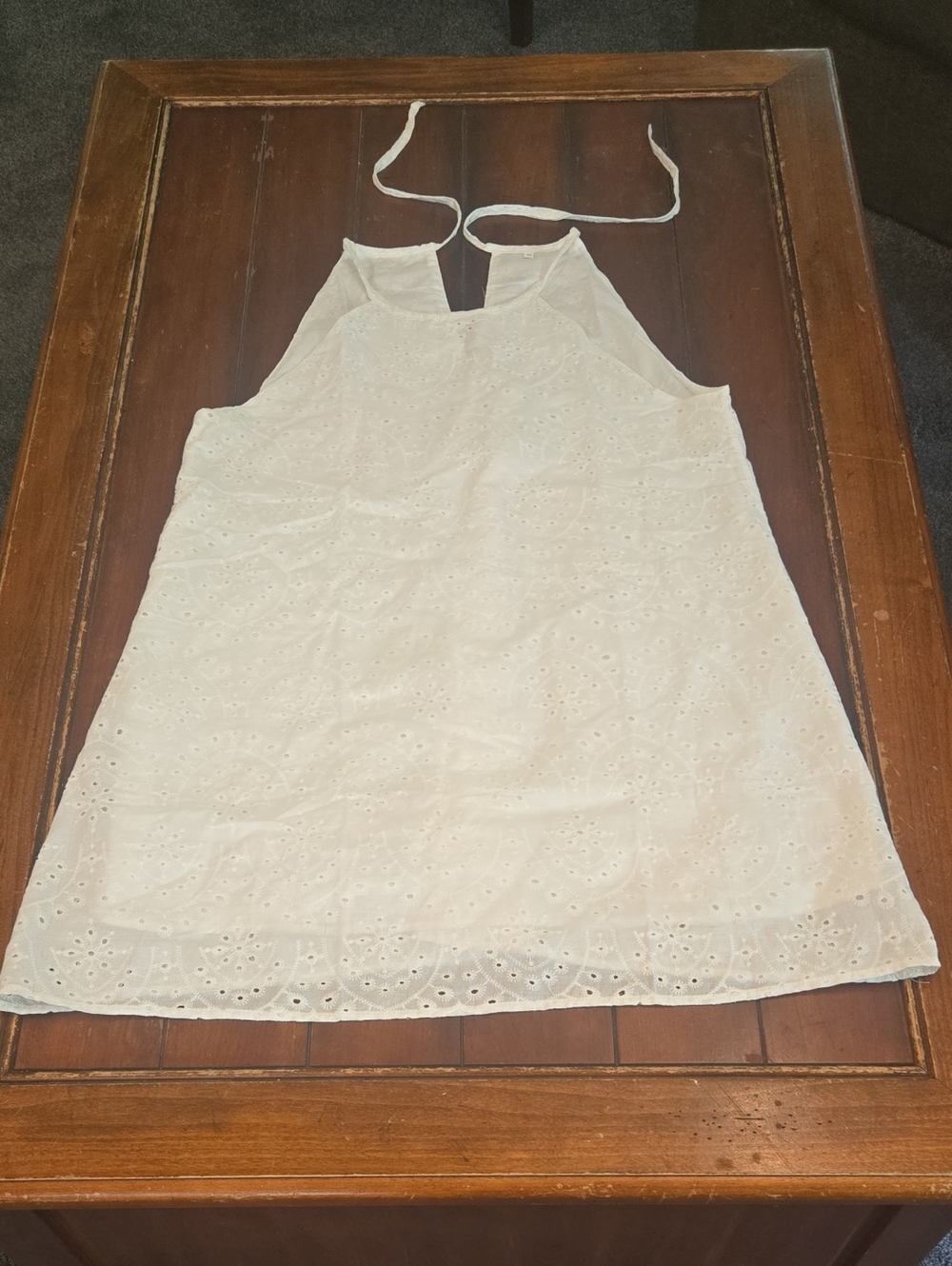 White Eyelet Halter Summer Dress